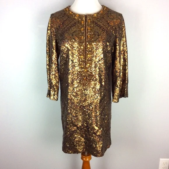 Andrew Gn Dresses | Andrew Gn Bronze Sequined Tunic Dress | Color: Brown/Gold | Size: 44eu | High_Cotton's Closet Andrew Gn Dresses | Andrew Gn Bronze Sequined Tunic Dress | Color: Brown/Gold | Size: 44eu | High_Cotton's Closet